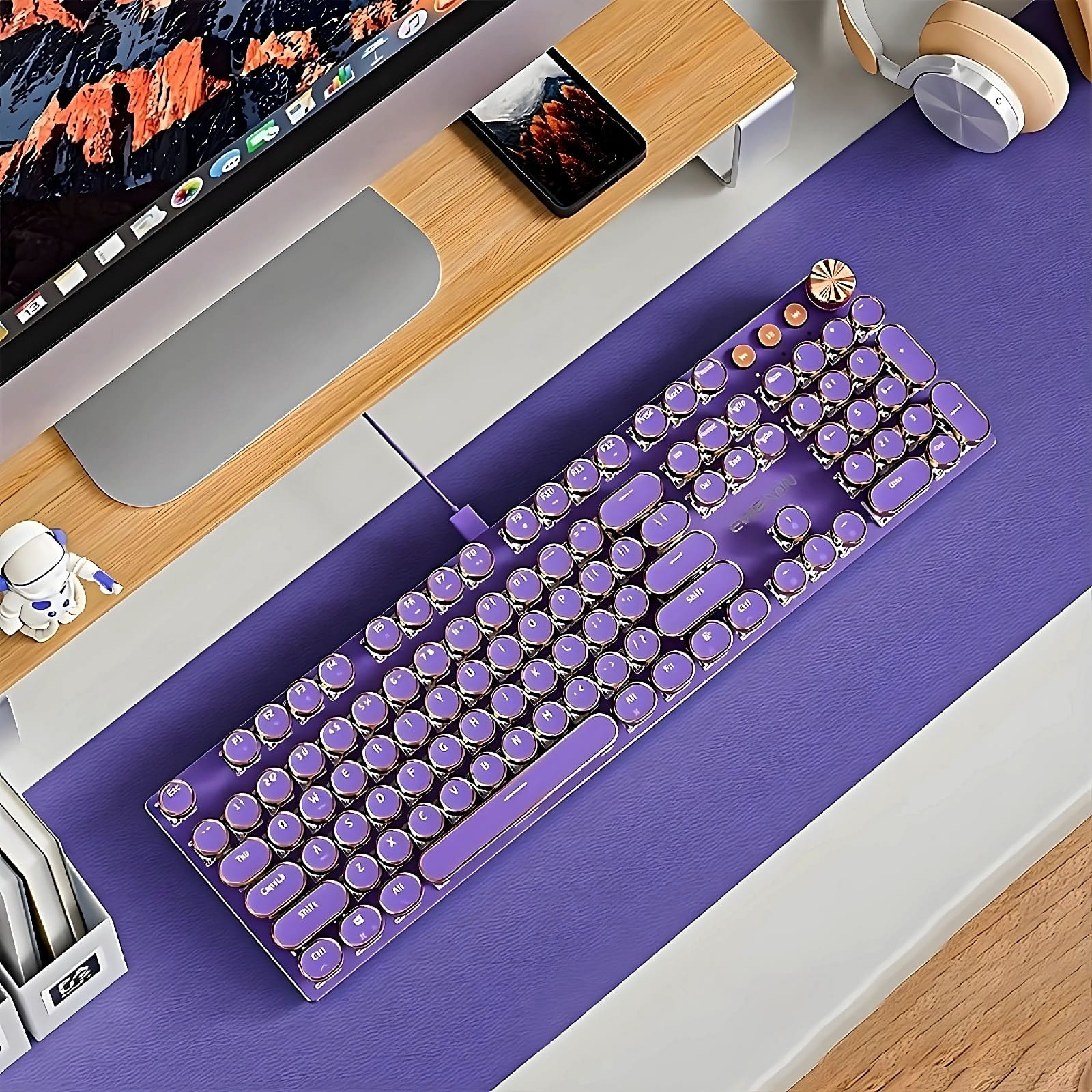Retro Typewriter Bluetooth Keyboard and Mouse Set 2S – Lavender Purple