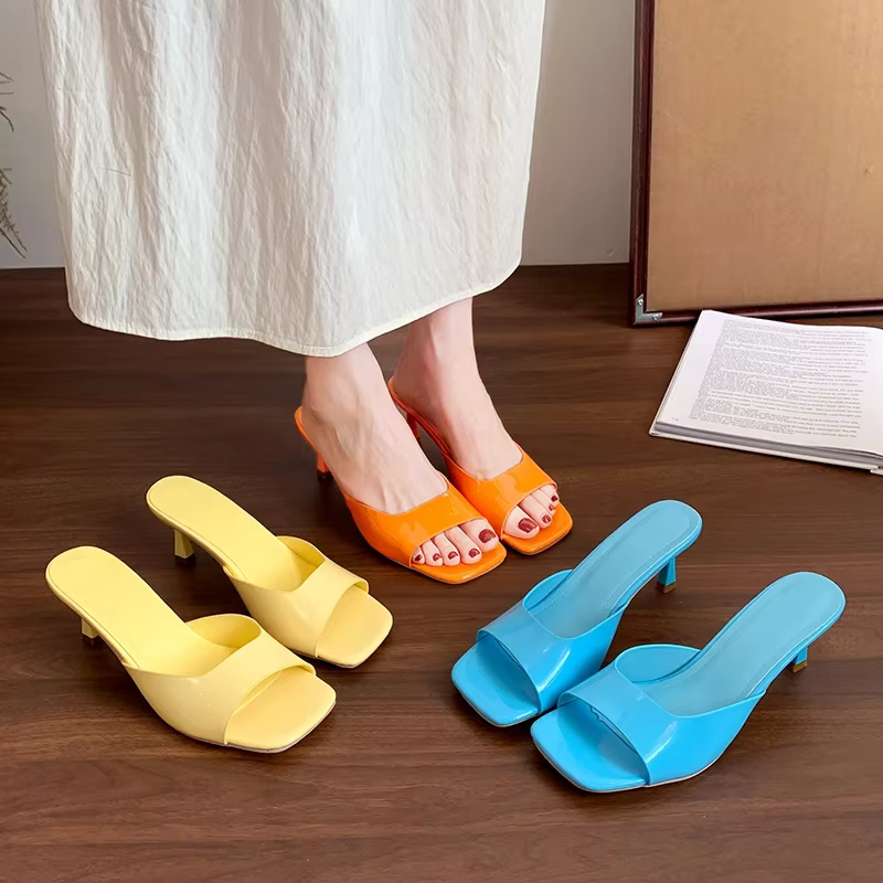 Women High Heel Sandals Summer New Fashion Square Toe Open Toe Women Elegant Casual Comfortable Black High Heel Sandals