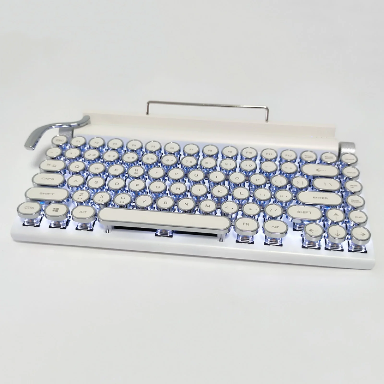 Classic Typewriter Bluetooth Keyboard with Stand – White