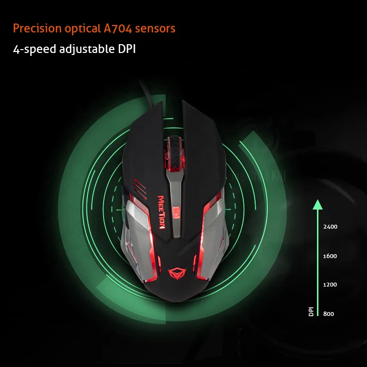 MEETION M915 Wired Gaming Mouse Backlight LED Black Usb Optical for Gamer