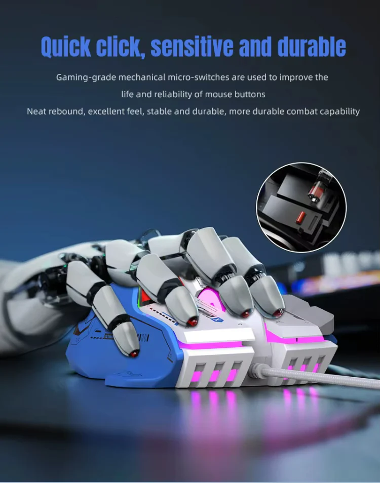 High Quality 12800 DPI USB Optical Ergonomic Wired RGB Programmable 6 Buttons Both Hands CE/FCC/RoHS Certified Game Mouse for PC