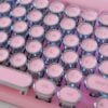 Classic Typewriter Bluetooth Keyboard with Stand – Pink