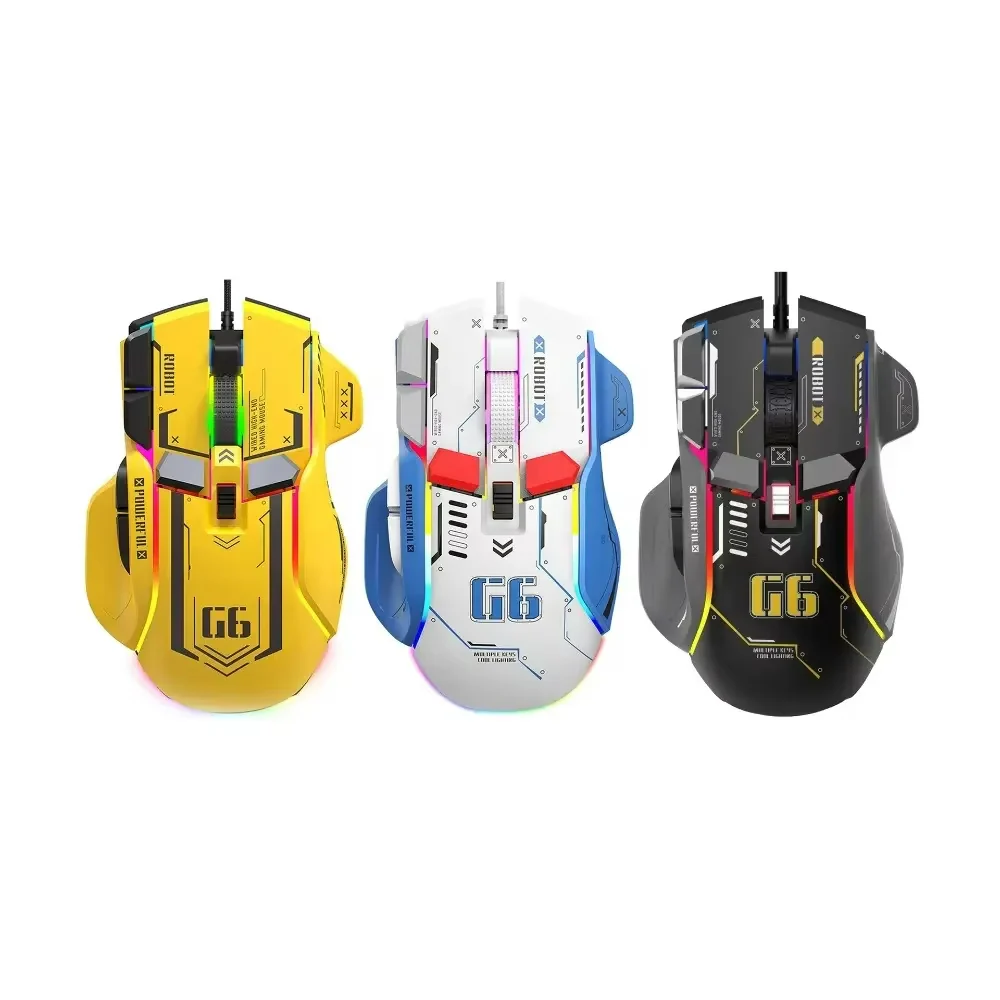 High Quality 12800 DPI USB Optical Ergonomic Wired RGB Programmable 6 Buttons Both Hands CE/FCC/RoHS Certified Game Mouse for PC