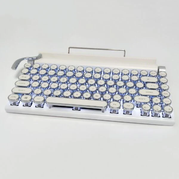 Classic Typewriter Bluetooth Keyboard with Stand – White