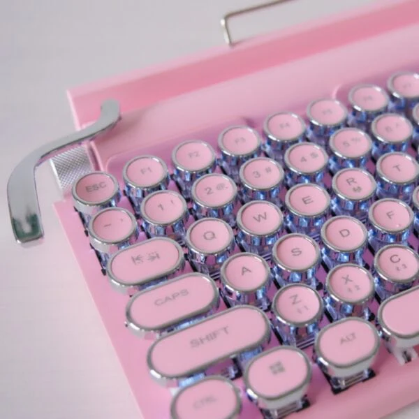 Classic Typewriter Bluetooth Keyboard with Stand – Pink