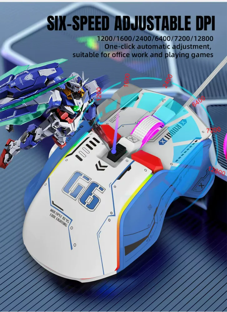 High Quality 12800 DPI USB Optical Ergonomic Wired RGB Programmable 6 Buttons Both Hands CE/FCC/RoHS Certified Game Mouse for PC