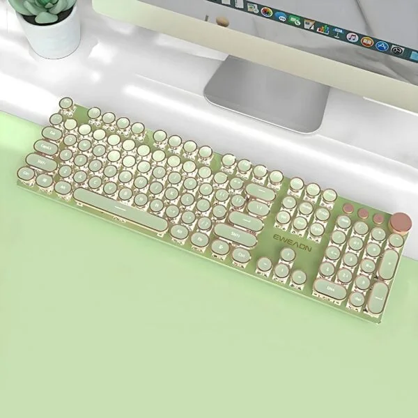 Retro Typewriter Wired Keyboard 2S – Matcha Green
