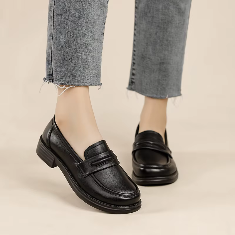 Women's Casual Loafers Slip On Leather Shoes Lightweight Walking Shoes Moccasins Classic Penny Loafer Flats Boat Shoes