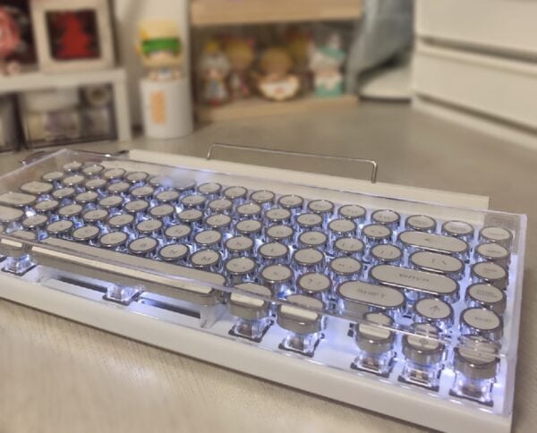 Classic Typewriter Bluetooth Keyboard with Stand – White