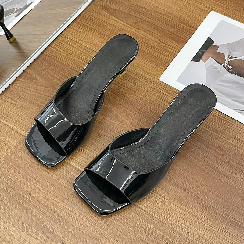Women High Heel Sandals Summer New Fashion Square Toe Open Toe Women Elegant Casual Comfortable Black High Heel Sandals