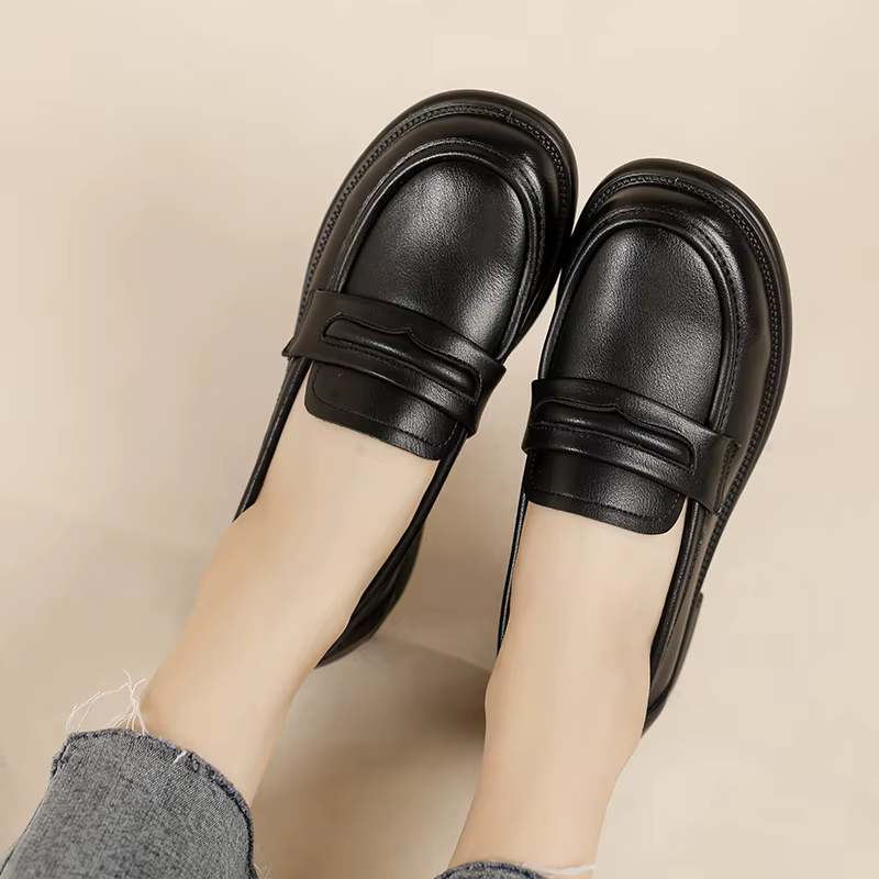 Women's Casual Loafers Slip On Leather Shoes Lightweight Walking Shoes Moccasins Classic Penny Loafer Flats Boat Shoes