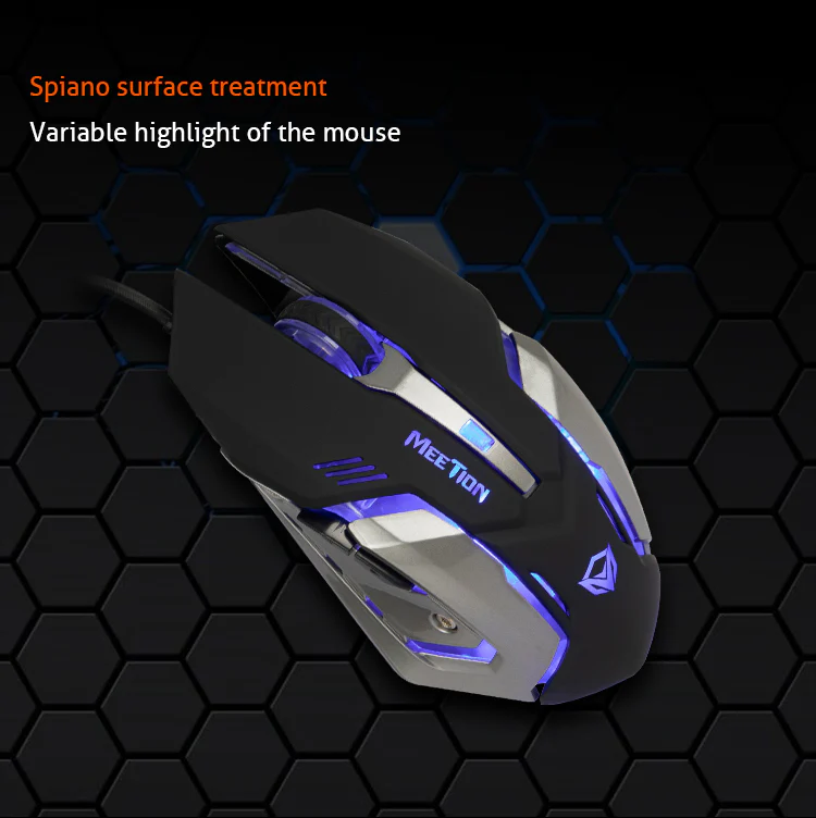 MEETION M915 Wired Gaming Mouse Backlight LED Black Usb Optical for Gamer