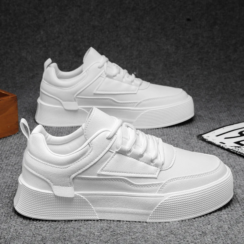 White Shoes Men Couple Casual Skateboard Shoes Comfortable Sneakers Men's Fashion Shoes Trendy Thick Soled Shoes Plus Size 39-47