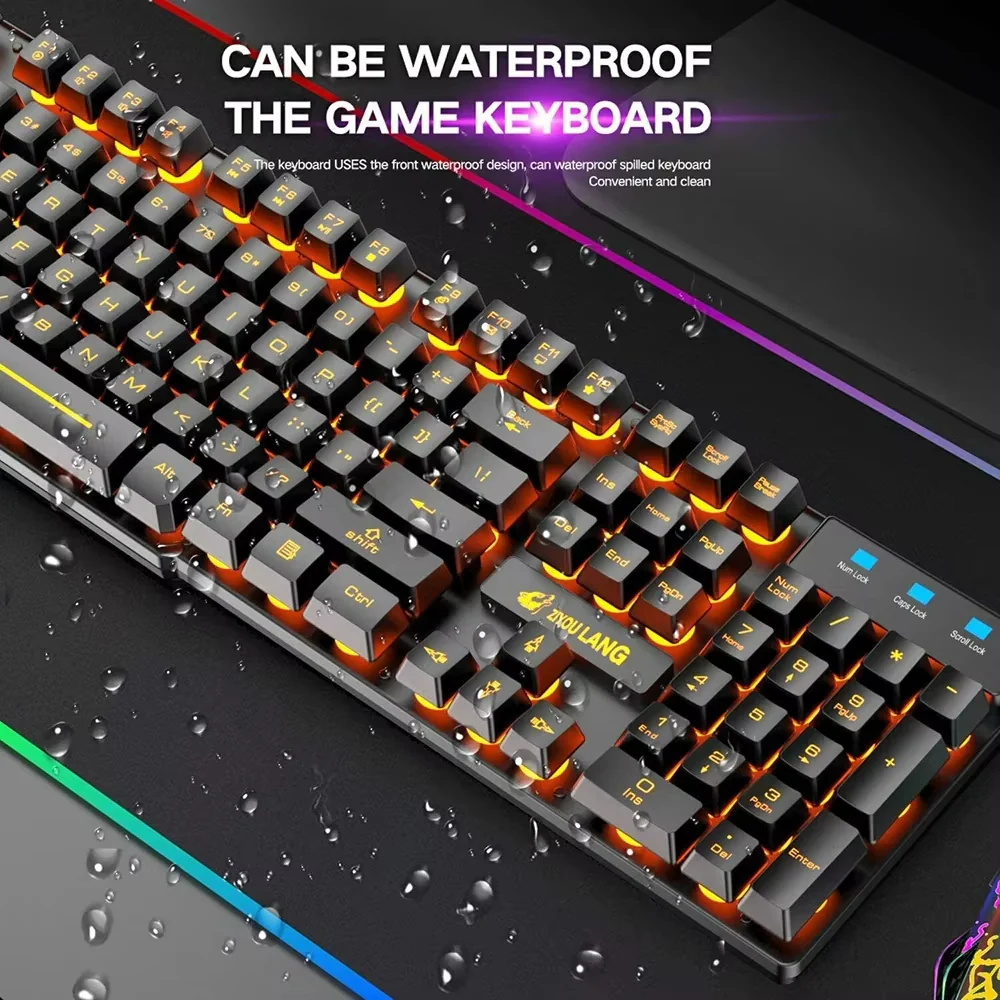 2.4G Wireless Gaming Keyboard and Mouse Combos RGB Led Usb Game Klavye Set for Home Laptop Computer Desktop Win PC Games F2