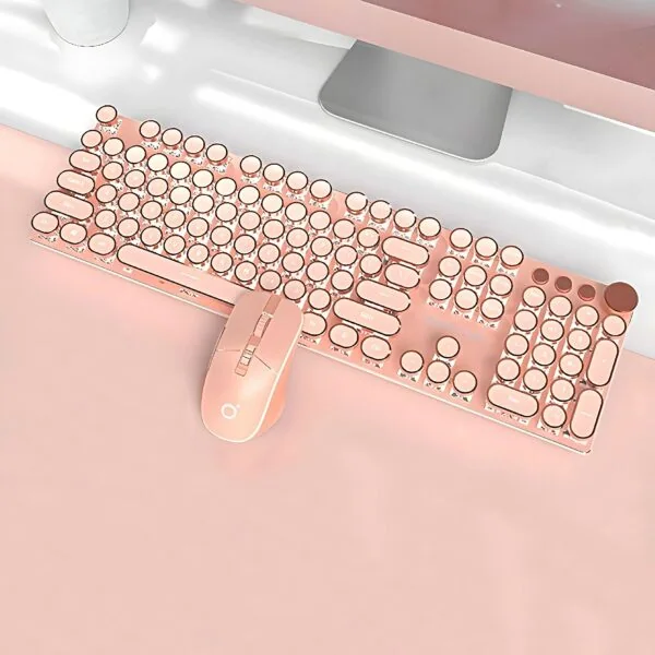 Retro Typewriter Bluetooth Keyboard and Mouse Set 2S – Milk Tea Cream