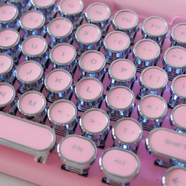 Classic Typewriter Bluetooth Keyboard with Stand – Pink