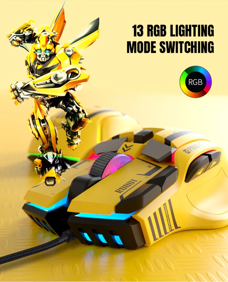 High Quality 12800 DPI USB Optical Ergonomic Wired RGB Programmable 6 Buttons Both Hands CE/FCC/RoHS Certified Game Mouse for PC