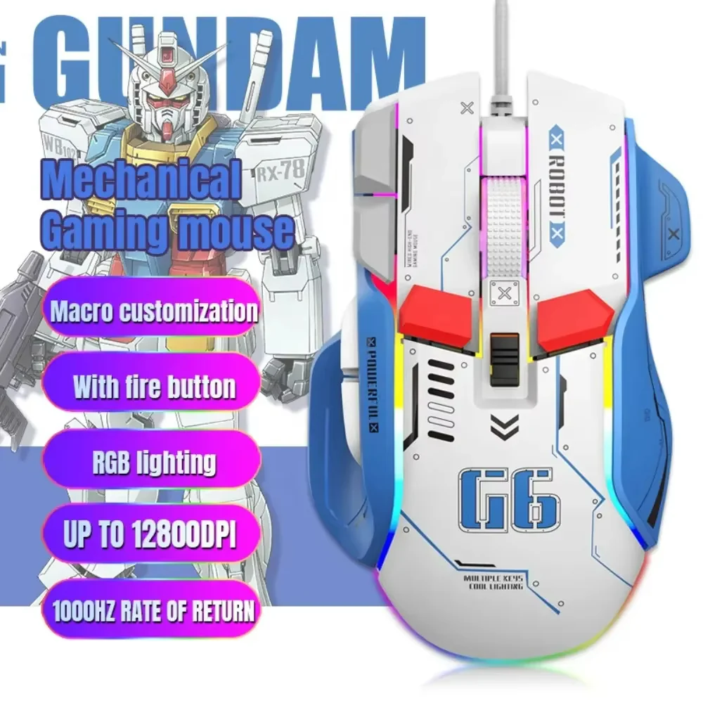 High Quality 12800 DPI USB Optical Ergonomic Wired RGB Programmable 6 Buttons Both Hands CE/FCC/RoHS Certified Game Mouse for PC