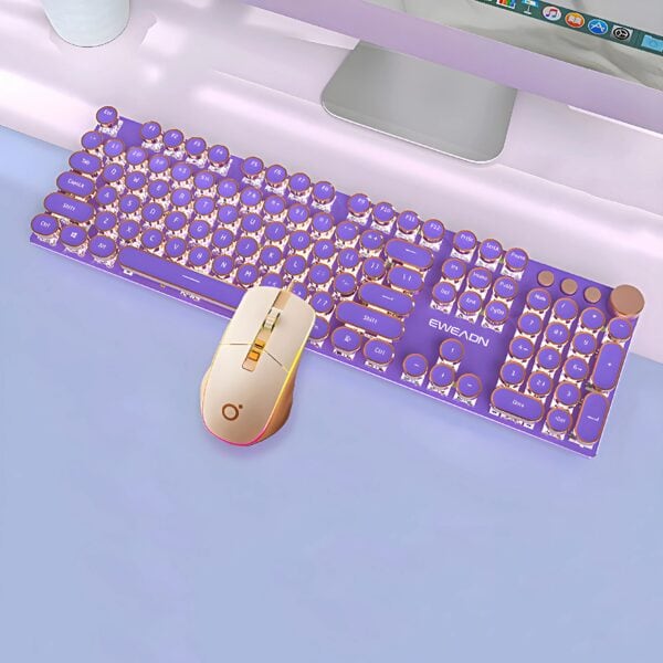 Retro Typewriter Bluetooth Keyboard and Mouse Set 2S – Lavender Purple
