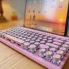 Classic Typewriter Bluetooth Keyboard with Stand – Pink