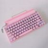 Classic Typewriter Bluetooth Keyboard with Stand – Pink